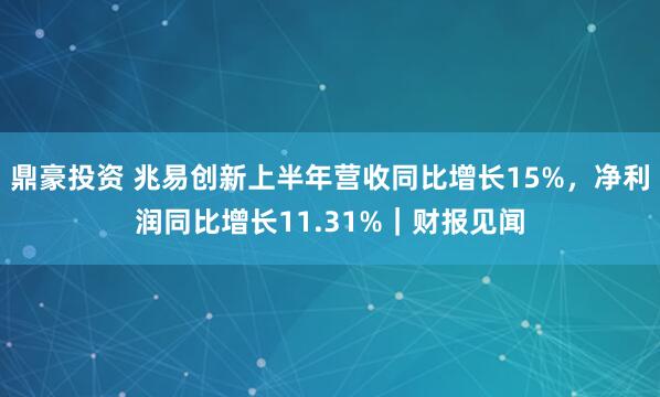 鼎豪投资 兆易创新上半年营收同比增长15%，净利润同比增长11.31%｜财报见闻